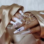 luxury Jewelry Ballet Coffin Fake Nail Crystal Diamond - Sabreeonline