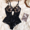 Wriufred Sexy lace one-piece underwear gathers the breast milk adjustment type anti-sagging bra set perspective body shaping - Sabreeonline