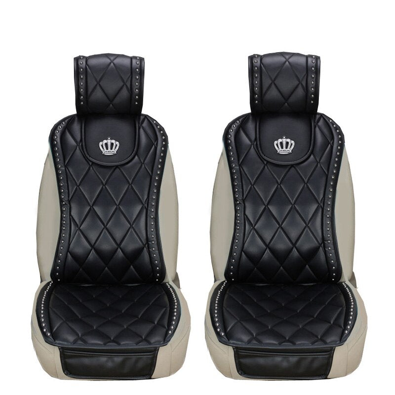 Universal Car Seat Cover Crown Leather Cushions - Sabreeonline
