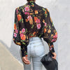 Spring Fall Puff Sleeve Shirts Blouse Women Floral/Leopard Long Sleeve Lapel Buttons Vintage Shirts Elegant Blouses Tops Female - Sabreeonline