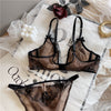 Light luxury embroidery ultra-thin sexy transparent underwear women&#39;s big breasts U-shaped lace bra set summer - Sabreeonline