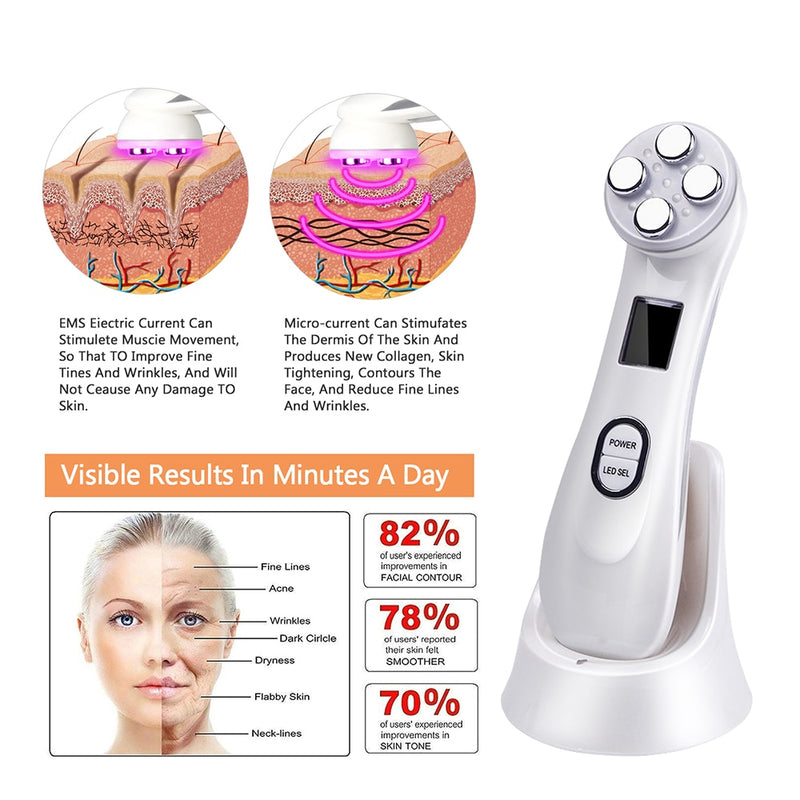 5 in 1 Mesotherapy Electroporation   RF Radio Frequency Facial Beauty Device Face Lifting Face Care Skin Tightening Rejuvenation - Sabreeonline