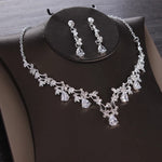 Luxury Heart Crystal Bridal Jewelry Sets Wedding Cubic Zircon Crown Tiaras Earring Choker Necklace Set - Sabreeonline