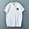 Summer American Style Short Sleeve O-neck Solid Color Embroidered T-shirt Men's Fashion Simple Pure Cotton Washed Old Casual Top - Sabreeonline