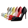 Korean Fashion Women&#39;s Shoes Wedding Bow High Heels Stiletto Heels Shallow Pointed Head Side Empty Thin Shoes
