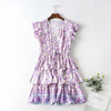 Bohemian Cotton Floral Print Ruffles Dress - Sabreeonline