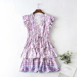 Bohemian Cotton Floral Print Ruffles Dress - Sabreeonline