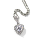 THE BLING KING New Peach Heart Pendant Necklace Color Psychedelic HipHop Full Iced Out Cubic Zirconia CZ Stone - Sabreeonline