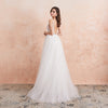 White Ivory Sexy High Splits Beaded Beading Pearls Crystal A Line Backless