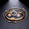 Modyle Classic Arrow Knot Round Crystal Gem Multilayer Adjustable Open Bracelet Set Women Fashion Party Jewelry Gift - Sabreeonline