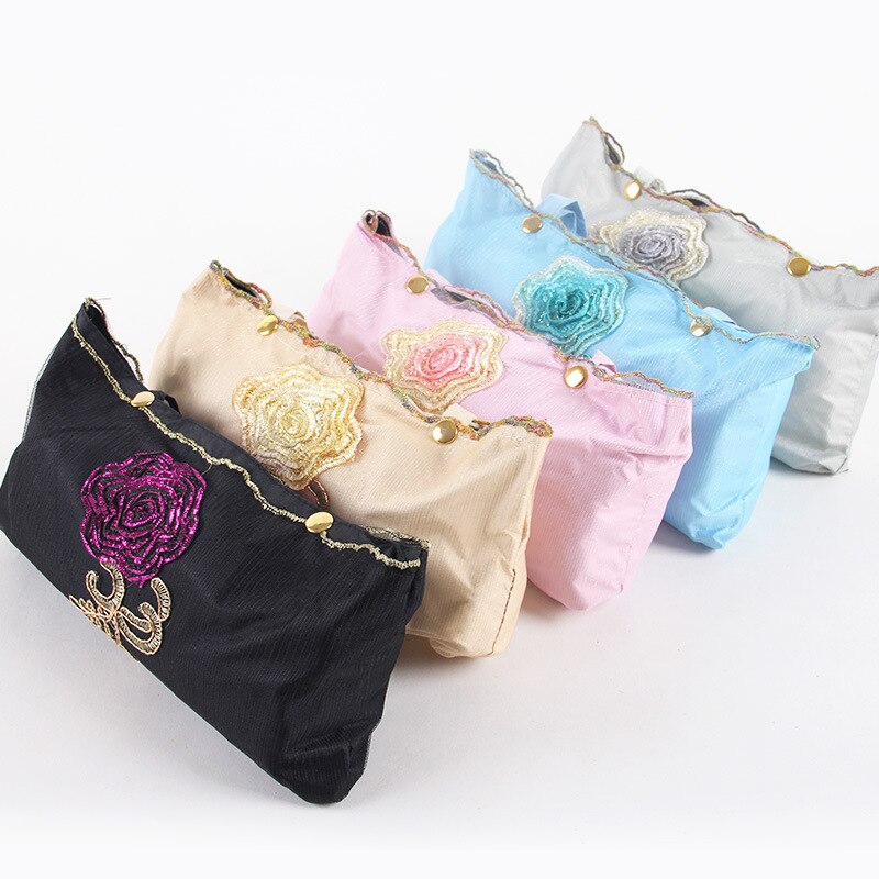 Tri-Fold Double-Layer Embroidery Flower Lace Umbrella Anti-Sun Parasol Black Plastic Anti-UV Umbrella - Sabreeonline