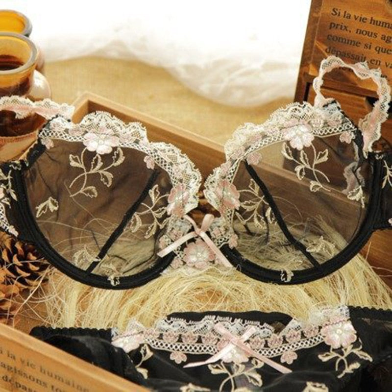Exquisite Embroidery Transparent Lace Set - Sabreeonline