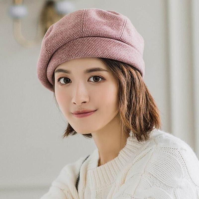 Plaid Beret Cotton Wool Hats Autumn - Sabreeonline