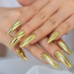 Gold Metallic Fake Nails Press on