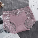 Women's Cotton Underwear Panties Sexy Lace Mid-Waist Hollow Female Briefs Hip Lift Underpants For Lady Plus Size Lingerie ssy58 - Sabreeonline