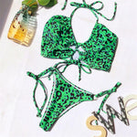 GNIM Bandage Bikini Swimwear Women 2020 Sexy Leopard Swimsuit Two Pieces Push Up Bathing Suit Women Summer Beachwear Biquini Set