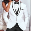 White and Black Tuxedo for Groom 3 Piece Slim Fit - Sabreeonline