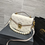 High Quality Embossing Handbag Pearl Strap. - Sabreeonline