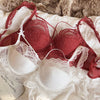 Sexy Lace Thin Perspective Lingerie Bundled Gathering Big Breasts Bra Set Women&#39;s Underwear With Steel Ring Bralette - Sabreeonline