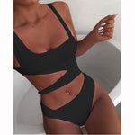 One Piece Solid Bandage Backless Bathing Suit