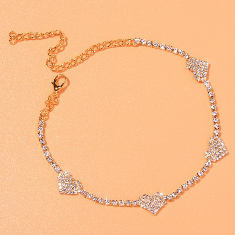 Fashion Heart Rhinestone Anklets - Sabreeonline