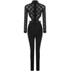 Long Sleeve Beaded Lace Bodysuit - Sabreeonline