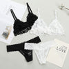 Women Lace Bra Briefs Set Sexy Wire Free Lingerie Hollow Out G-String Bra Set Female Transparent Seamless Intimate Underwear Set - Sabreeonline