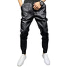 New Winter Thick Warm PU Leather Pants Men Clothing 2023 Simple Big Pocket Windproof Casual Motorcycle Trousers Black Plus Size - Sabreeonline
