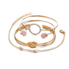 Modyle Classic Arrow Knot Round Crystal Gem Multilayer Adjustable Open Bracelet Set Women Fashion Party Jewelry Gift - Sabreeonline