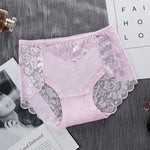 Women's Cotton Underwear Panties Sexy Lace Mid-Waist Hollow Female Briefs Hip Lift Underpants For Lady Plus Size Lingerie ssy58 - Sabreeonline