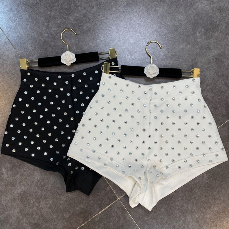PREPOMP 2023 Spring Summer New Arrivals High Waist Diamonds Shorts Streetwear Women GA134