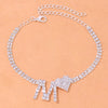 Letter Heart Rhinestone Anklet Chain Double Layer - Sabreeonline