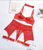 Four-Piece Set Lingerie Transparent Lace - Sabreeonline