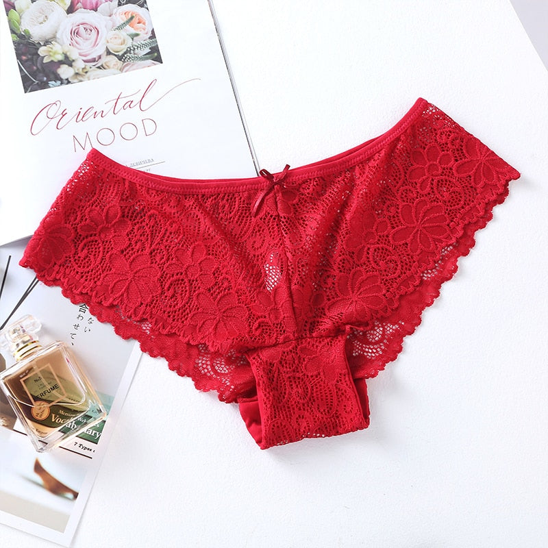 Sexy Panties For Woman Mid Waist Breathable Female Panty Lace Hollow Transparent Briefs Hot Sale Underwear Women BANNIROU - Sabreeonline