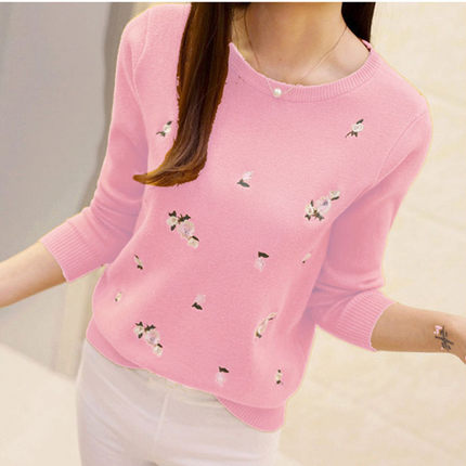 Sweater Women Embroidery Knitted Winter - Sabreeonline