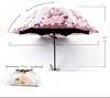 Folding Flower Umbrella Rain Women Three Folding Customized Umbrella Female Rain Tools Unique Parasol Umbrella - Sabreeonline