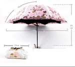 Folding Flower Umbrella Rain Women Three Folding Customized Umbrella Female Rain Tools Unique Parasol Umbrella - Sabreeonline