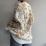 Print V-neck Sweaters Loose Causal