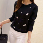 Sweater Women Embroidery Knitted Winter - Sabreeonline