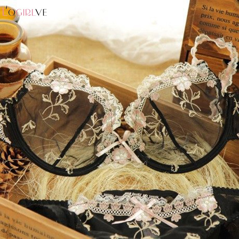 Exquisite Embroidery Transparent Lace Set - Sabreeonline
