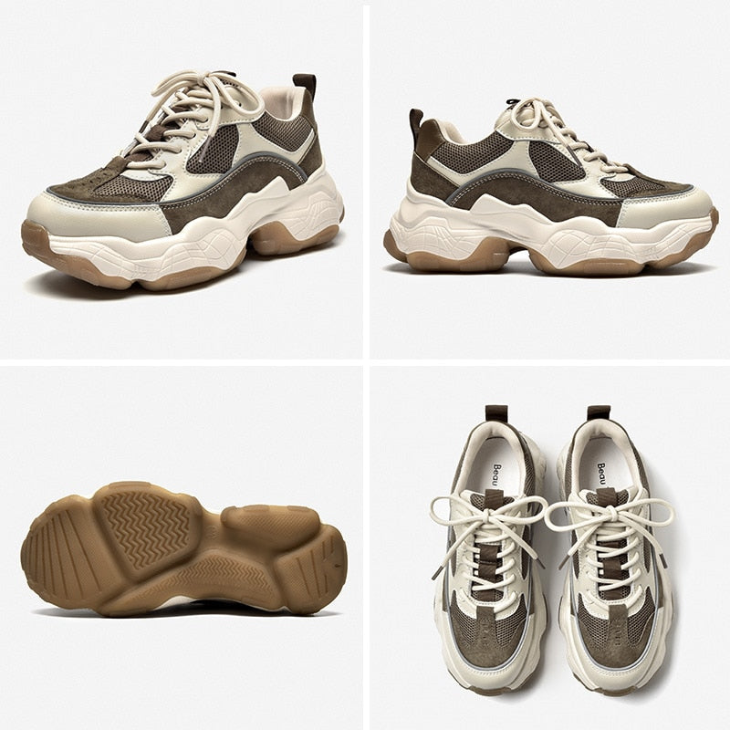 Lace-Up Thick Sole Ladies Breathable Shoe - Sabreeonline