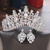 Baroque Crystal Water Drop Bridal Jewelry Sets Rhinestone Tiaras Crown Necklace Earrings for Bride Wedding Dubai Jewelry Set - Sabreeonline