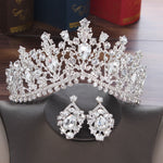Baroque Crystal Water Drop Bridal Jewelry Sets Rhinestone Tiaras Crown Necklace Earrings for Bride Wedding Dubai Jewelry Set - Sabreeonline
