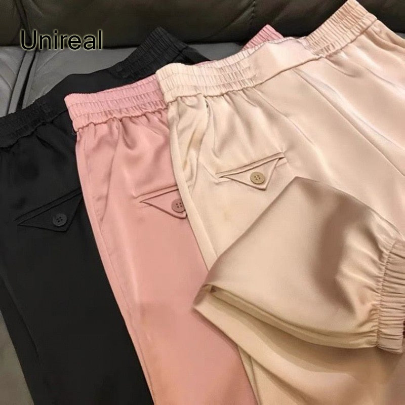 Harem Pants High Waist Casual Satin - Sabreeonline