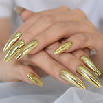 Gold Metallic Fake Nails Press on