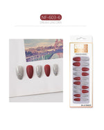 Set Shiny Matte Nail Tips with Designs Reusable Press - Sabreeonline
