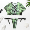 Swimwear Women Short Cap Sleeve Snake Print Bikini 2020 Female Swimsuit Stripe Two Pieces String Thong Biquini Set Bathing Suit - Sabreeonline