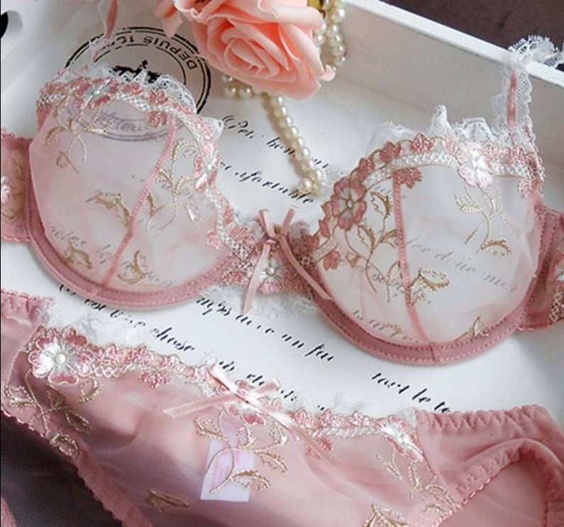 Exquisite Embroidery Transparent Lace Set - Sabreeonline