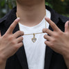 THE BLING KING New Peach Heart Pendant Necklace Color Psychedelic HipHop Full Iced Out Cubic Zirconia CZ Stone - Sabreeonline