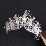 Crystal Gold Tiara Crown Earrings Necklace Wedding Bride Luxury Jewelry Set - Sabreeonline